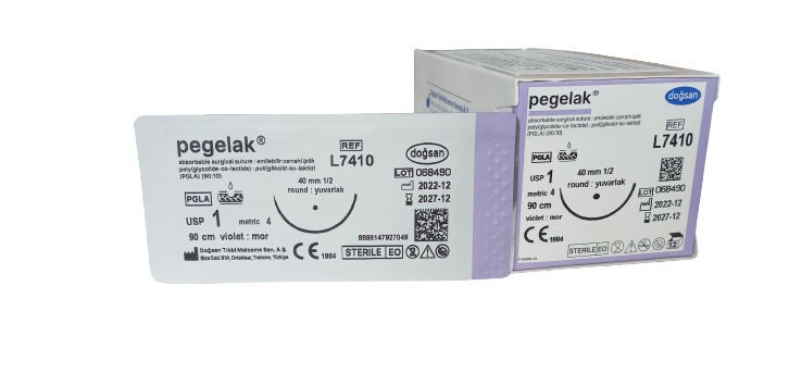 PEGELAK Поліглактін 910, USP 1, колюча голка 40мм, довжина 90см (L7410)